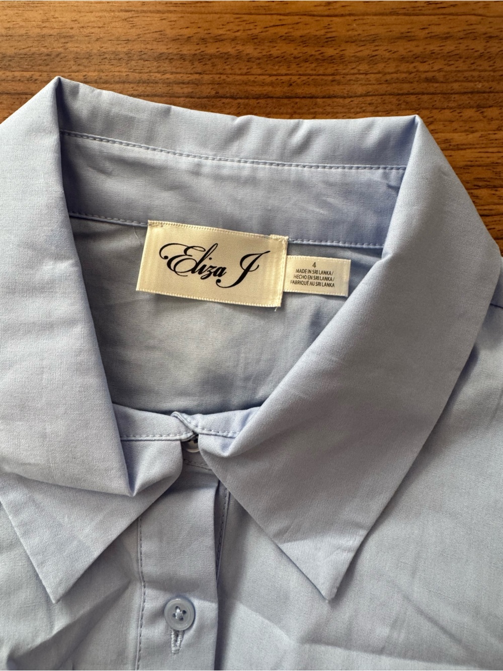 NWT Eliza J Cap-Sleeve Cotton Fit & Flare Shirtdress, light blue, 4 - Picture 3 of 4